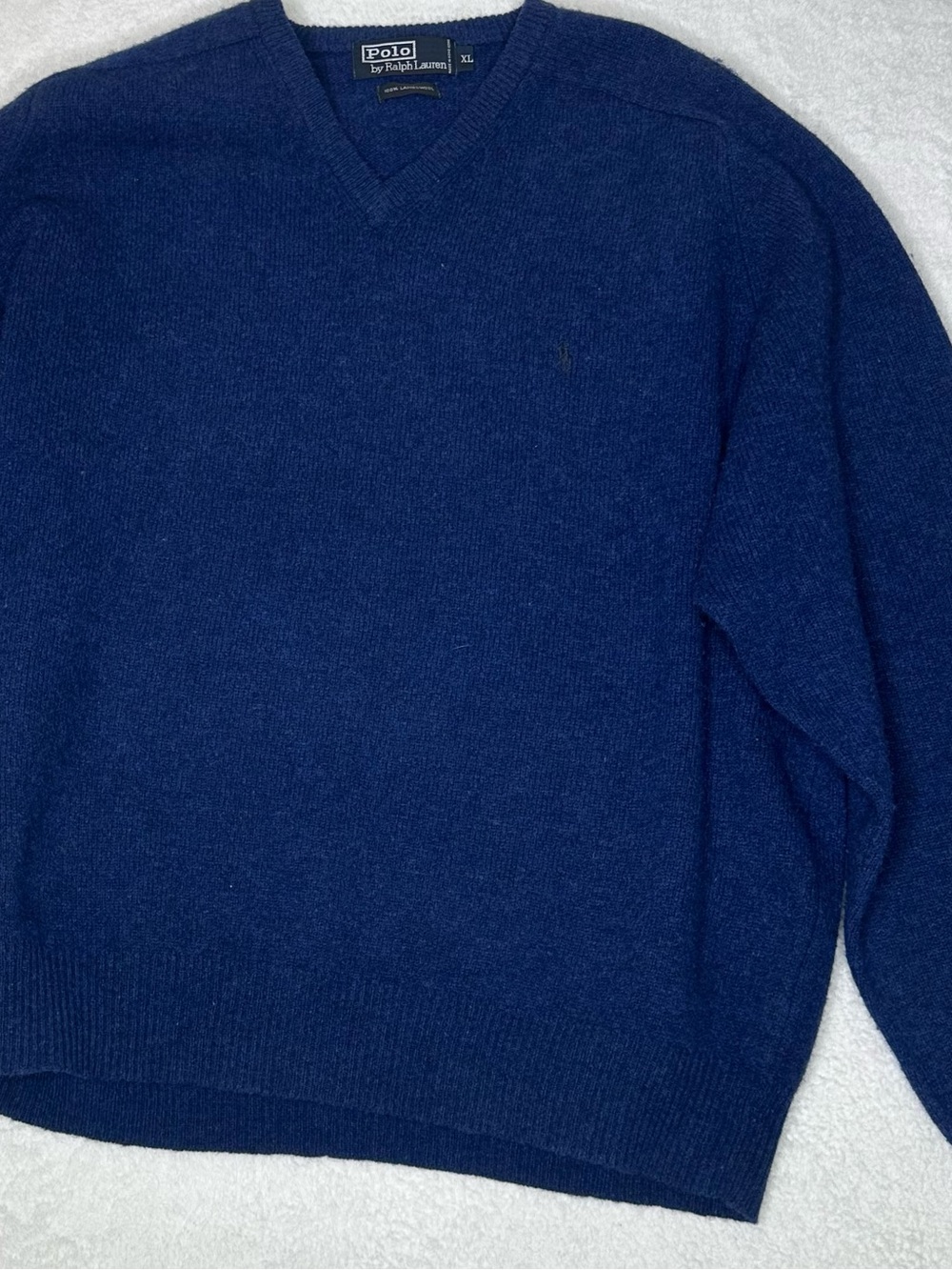 Polo Ralph Lauren Men’s XL 100% Lambswool V-Neck Sweater Blue Pullover